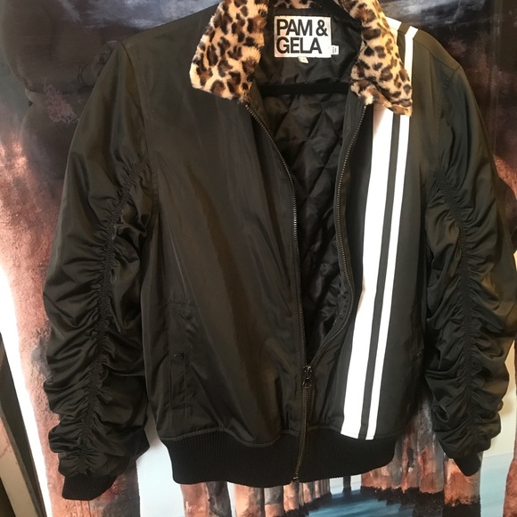 Pam & Gela Jackets & Blazers - PAM & GELA jacket leopard collar black with white